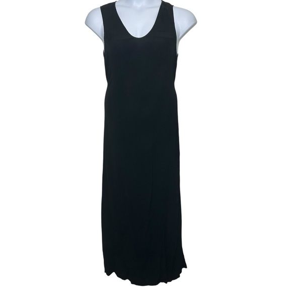 XCVI black rayon Maxi sleeveless dress size large lagenlook grunge bohemian art - Picture 2 of 11